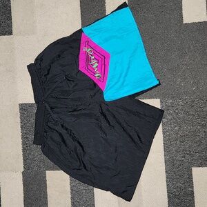 Umbro Embroidered Retro Logo Shorts Vintage 90's Black, Blue, Pink And Green